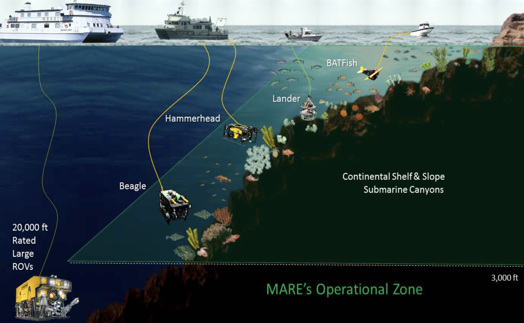 Figura 1: Flota de algunos vehículos de MARE Group para realizar el monitoreo submarino.